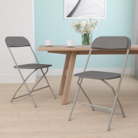 Flash Furniture 2-LE-L-3-GREY-GG 2 Pk. HERCULES Series 650 lb. Capacity Premium Grey Plastic Folding Chair